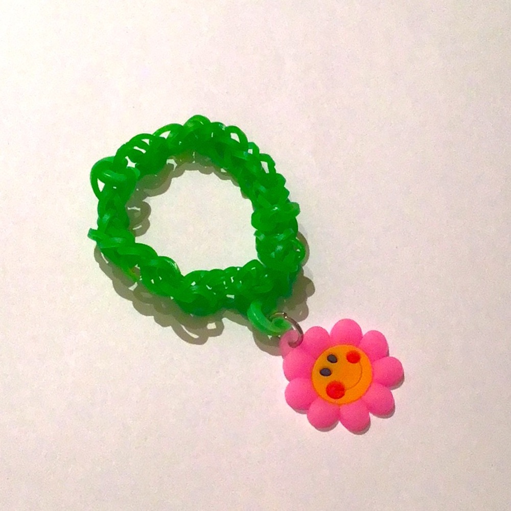 Rainbow loom bracelet spring themed